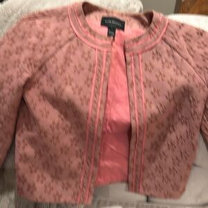 Club Monaco mauve pink blazer with ribbon piping and three quarter sleeves in 4
